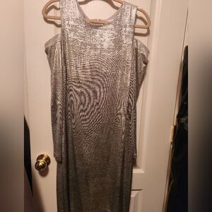 Elegant Silver Off-Shoulder Dress